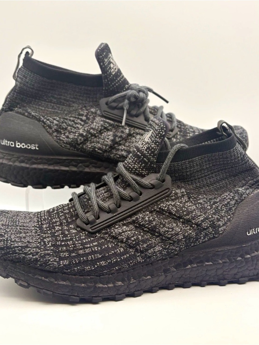 adidas Ultra Boost Mid-Cut Men’s Black/Grey Knit Running Shoes